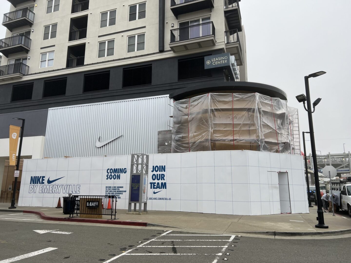 A building that has been painted white and is being renovated.