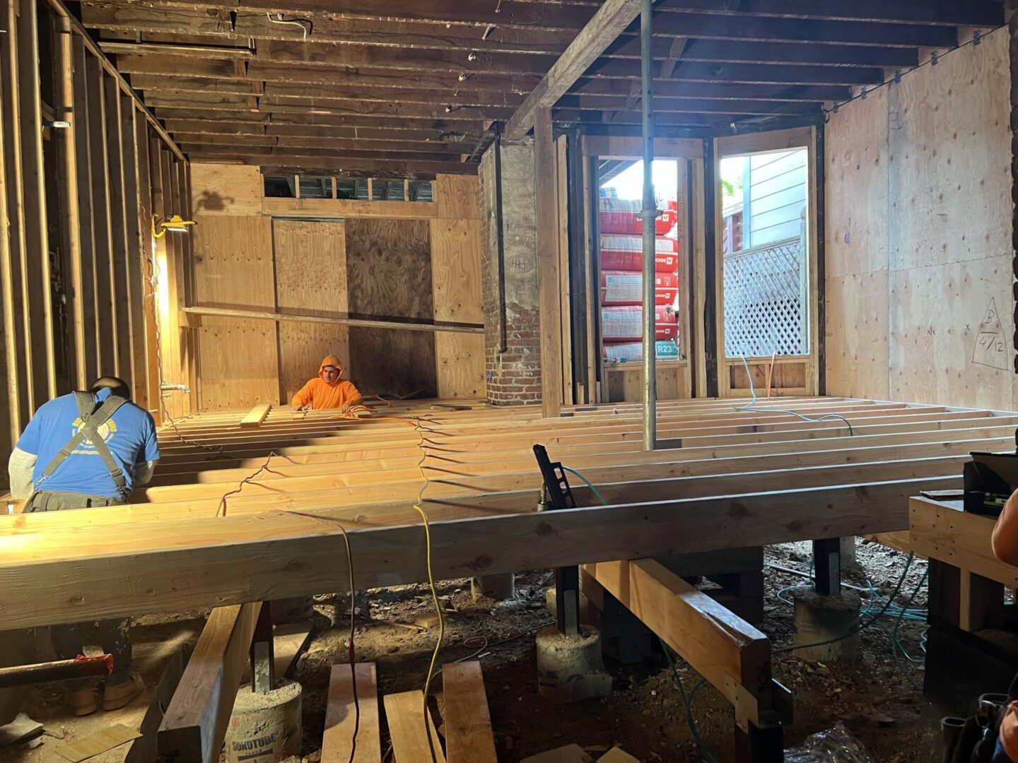 A room with wood floors and walls in it.